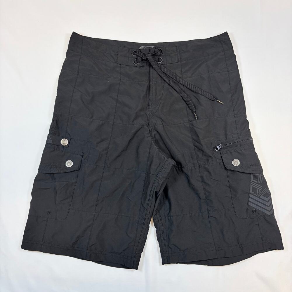 Oakley Cargo Board Shorts Black Drawstring Waist Size 34